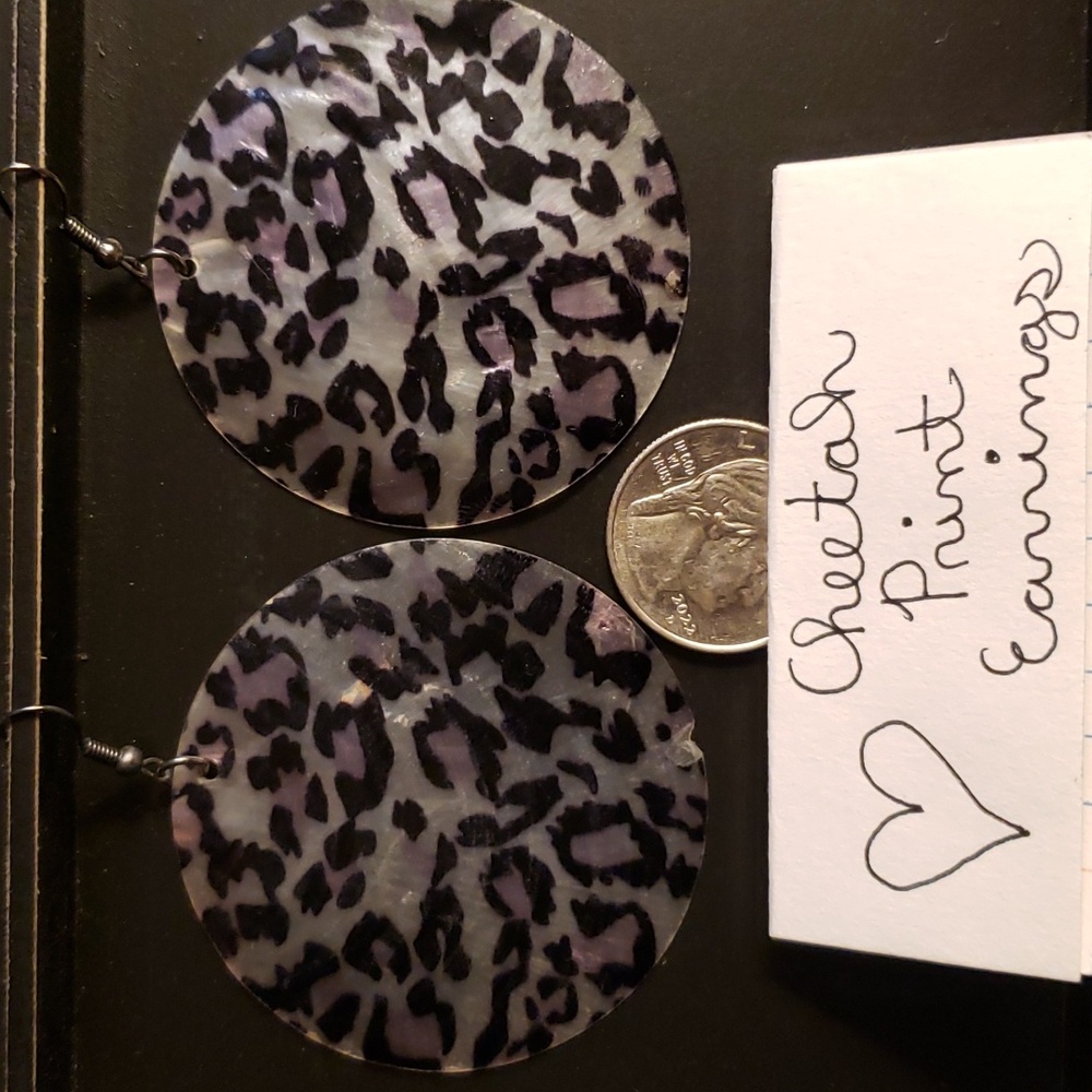 Cheetah print abalone (?) Earrings